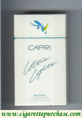 Capri Ultra Lights Menthol 100s cigarettes hard box
